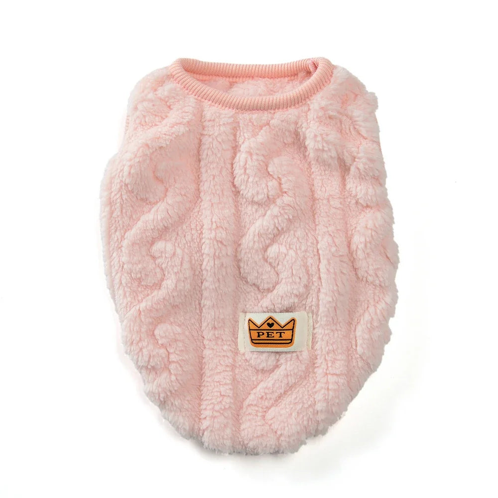 Winter Pet Clothes Warm Fleece Kitten Vest Coat For Small Cats Dogs Cozy Plush Solid Pullover Sleeveless Sweater Sphynx Costume