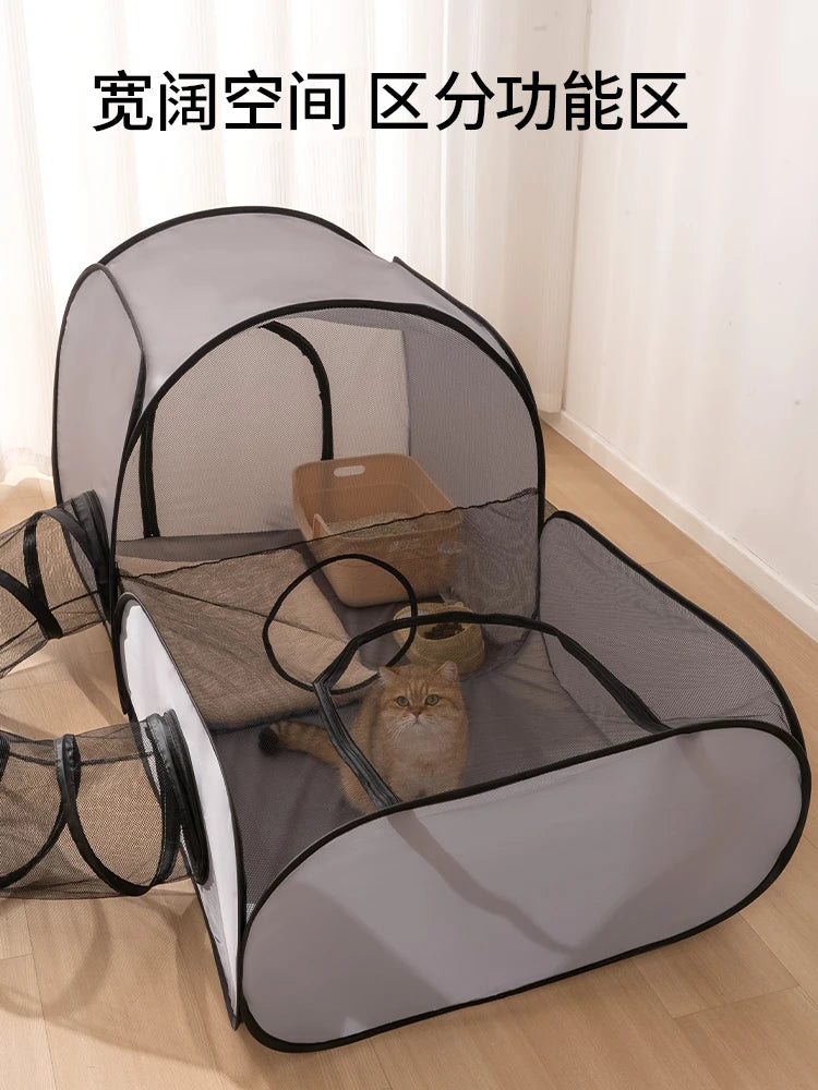 Foldable Square Pet Nest with Play Tunnel