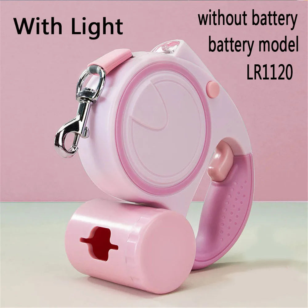 Pet Leash With Led Lights, Garbage Bag and Retractable Strap