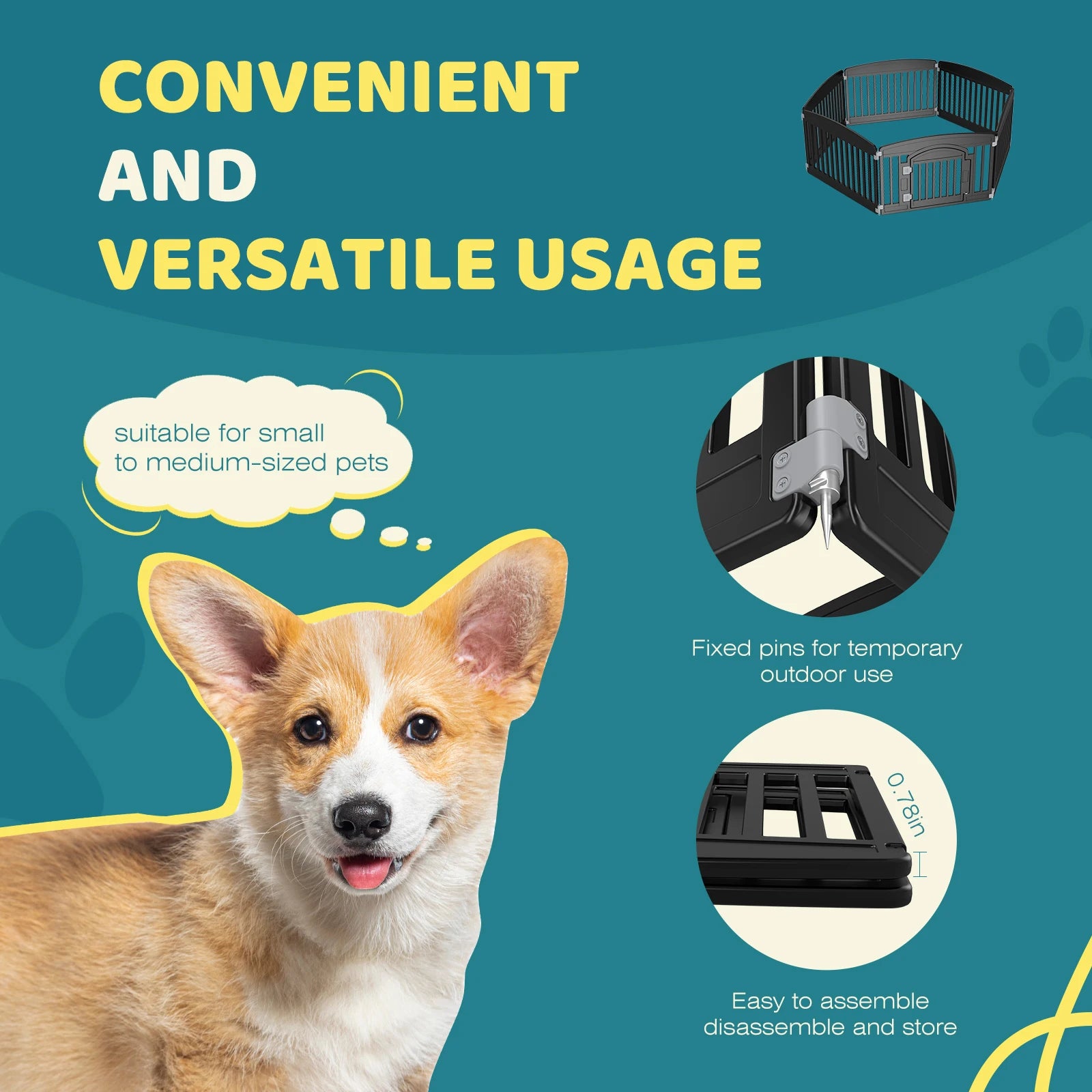 Pet Playpen 6 Panel 24IN Expandable Pen