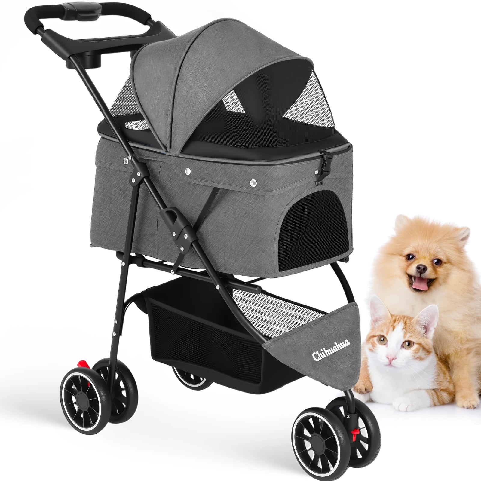 Pet Stroller For Small Medium Cats & Dogs