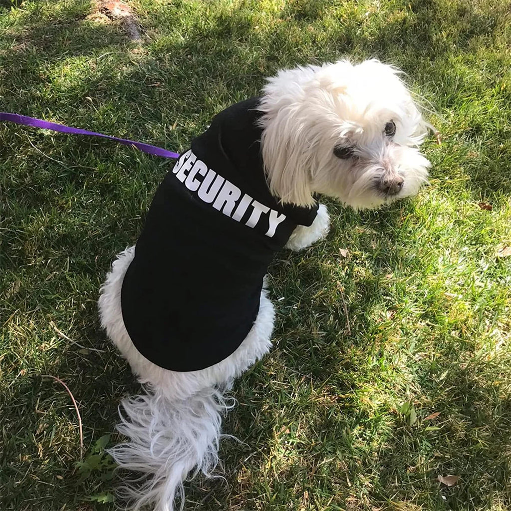 Pet T-shirt with the word Security on it