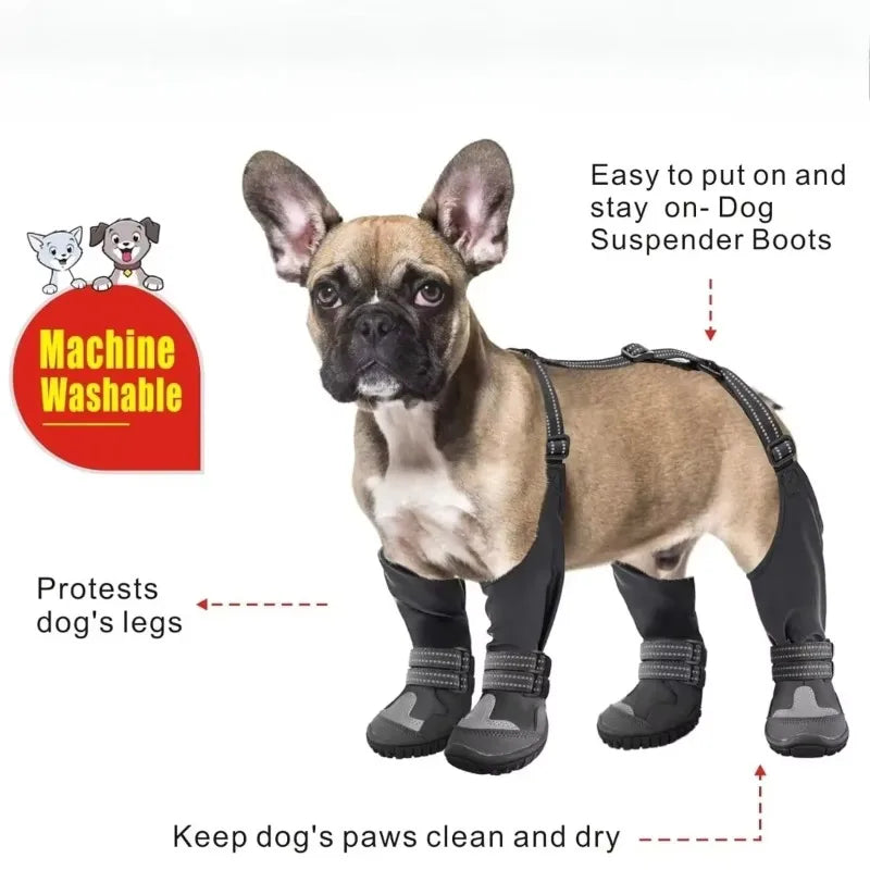Pet Waterproof Suspender Boots for Tall Dogs