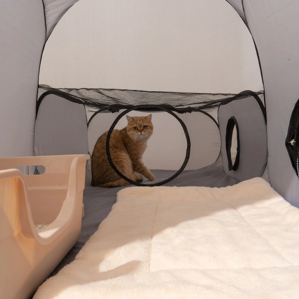 Foldable Square Pet Nest with Play Tunnel