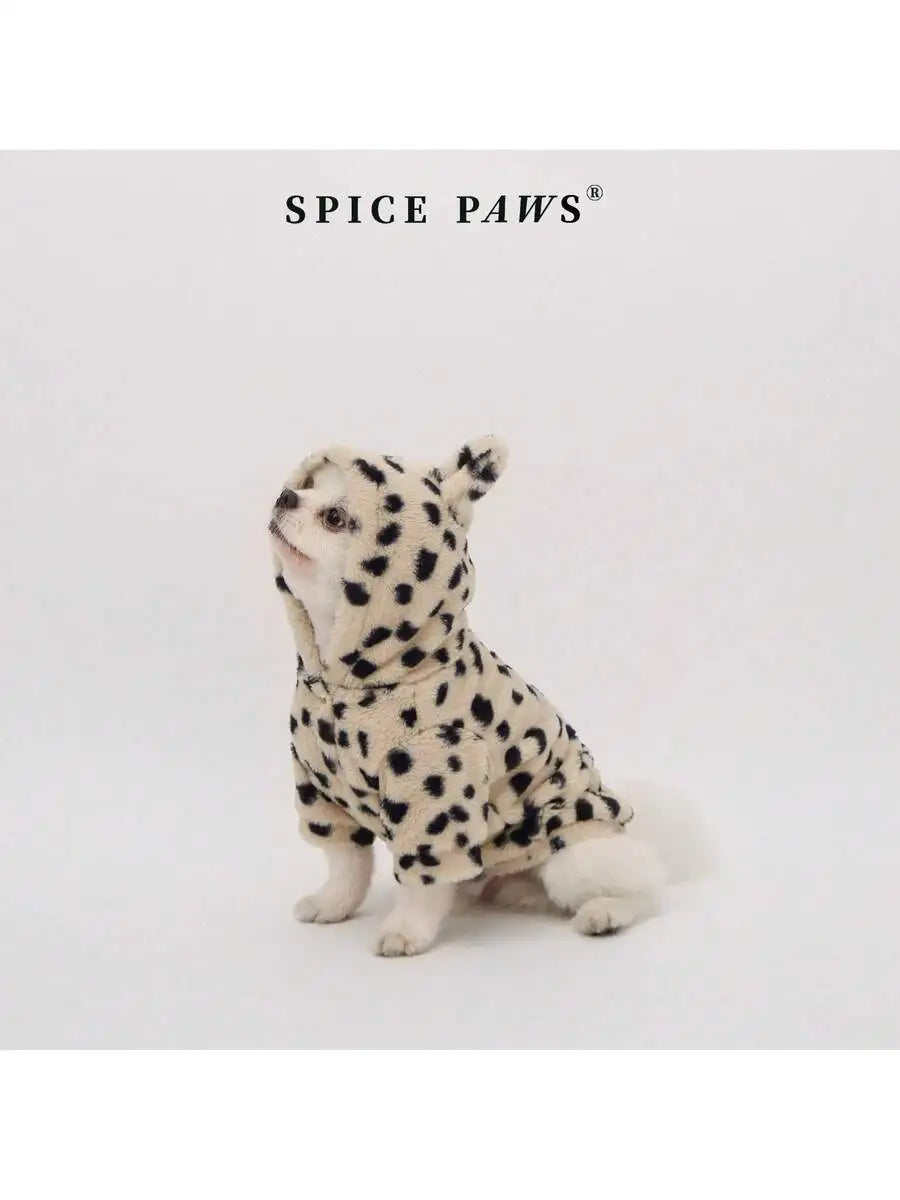 Pet Leopard Print Hooded Dog Outfit