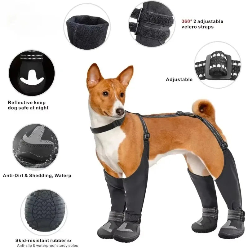 Pet Waterproof Suspender Boots for Tall Dogs