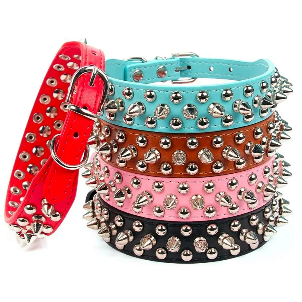 Pet Collar Leather Punk Rivet Spiked