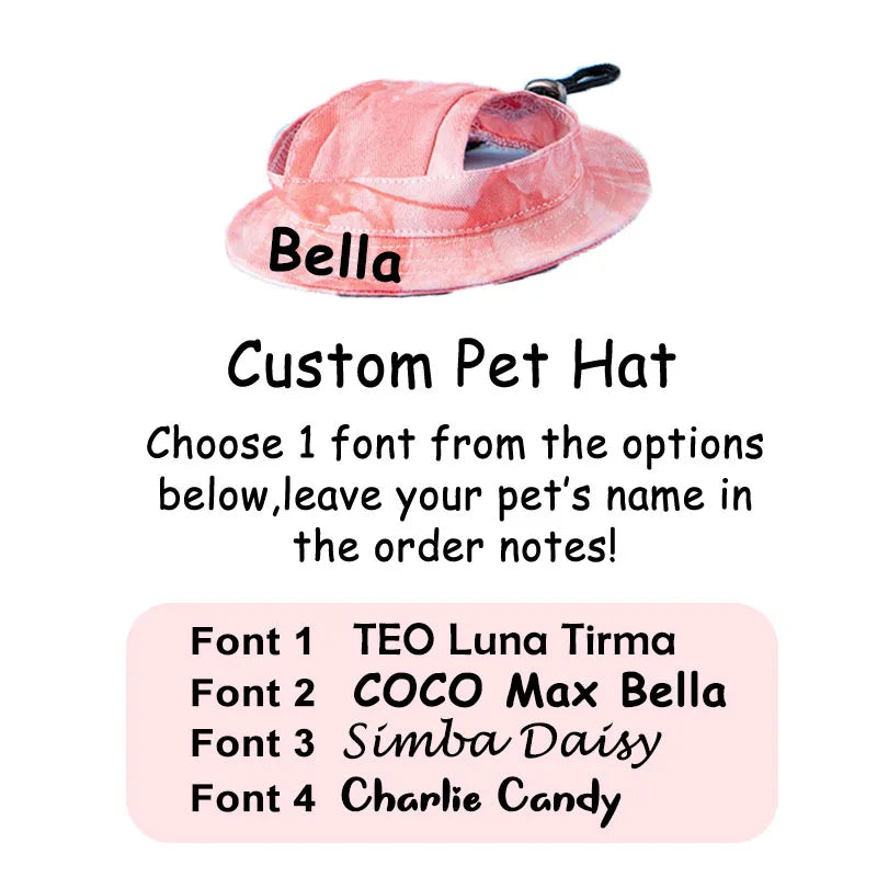 Pet Adjustable Sun Hat Personalized Name