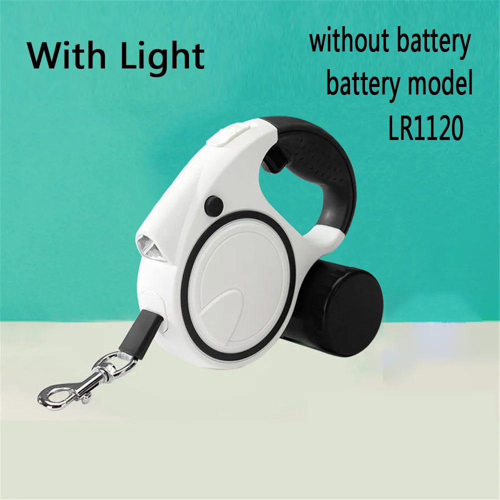 Pet Leash With Led Lights, Garbage Bag and Retractable Strap