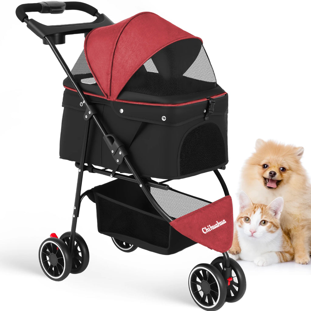 Pet Stroller For Small Medium Cats & Dogs