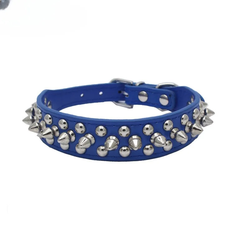 Pet Collar Leather Punk Rivet Spiked