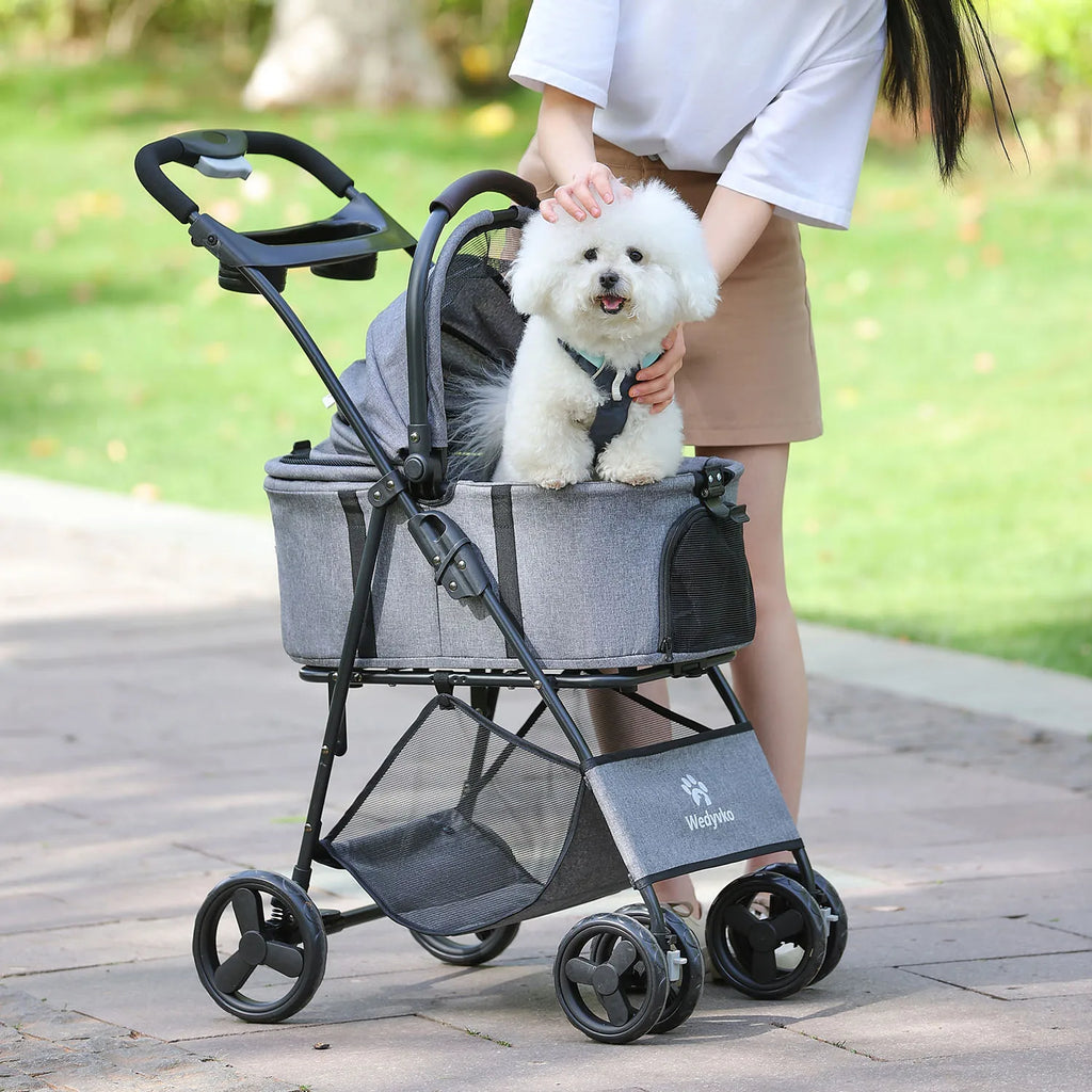 3 in 1 Foldable Pet Stroller with Removable Carrier