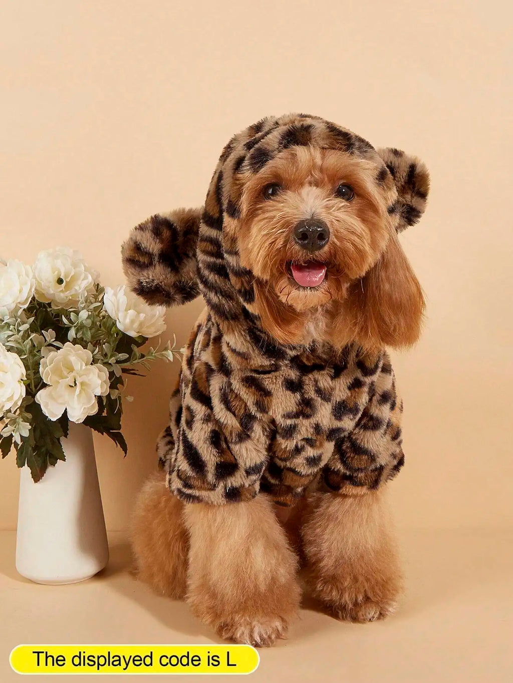 Pet Leopard Print Hooded Dog Outfit
