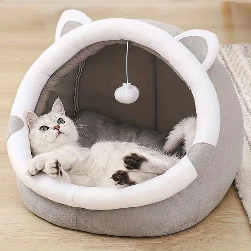 Cat Bed Cave, with Pompom
