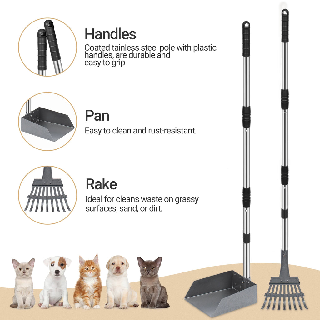 Pet Pooper Scooper, Tray and Rake Set