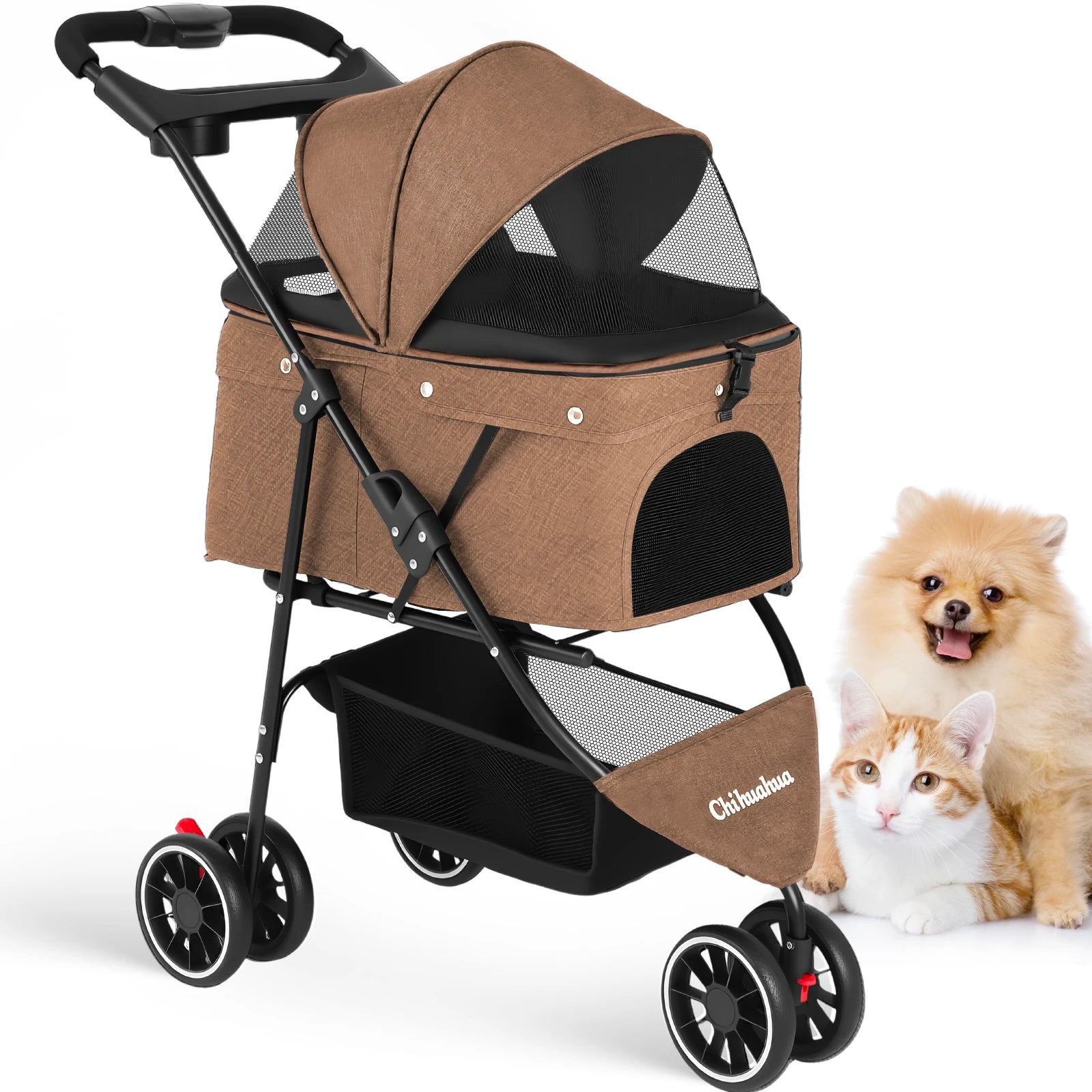 Pet Stroller For Small Medium Cats & Dogs