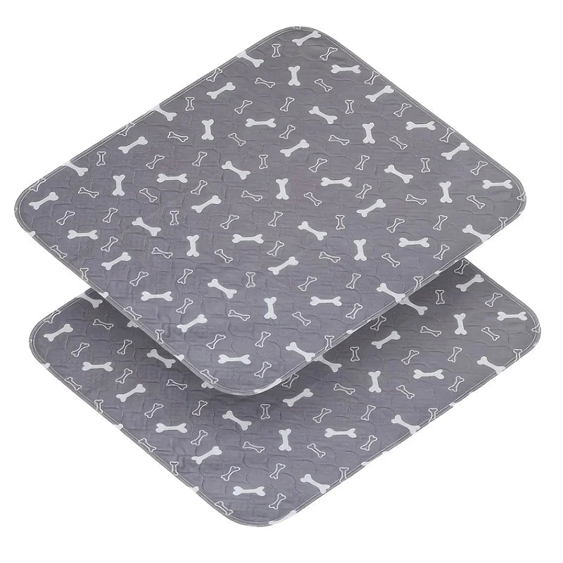 Pet Washable Waterproof Pee Pads, 2 Pieces with Bone Print