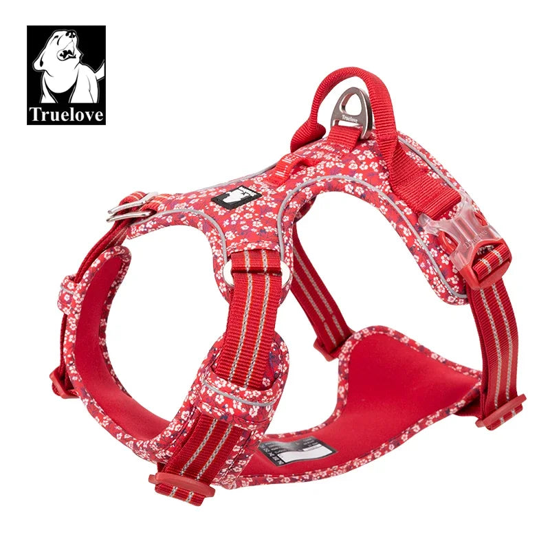 Truelove Pet Dog Harness for Big Medium Small with Cotton Aluminum Alloy Floral Pattern Adjustable Vest TLH5655