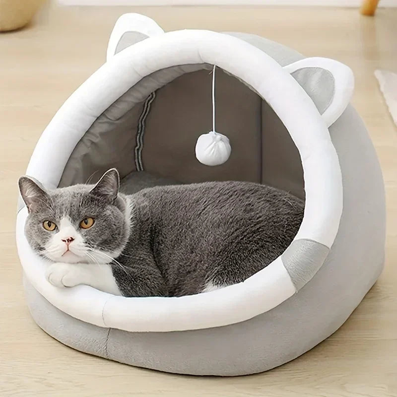 Cat Bed Cave, with Pompom