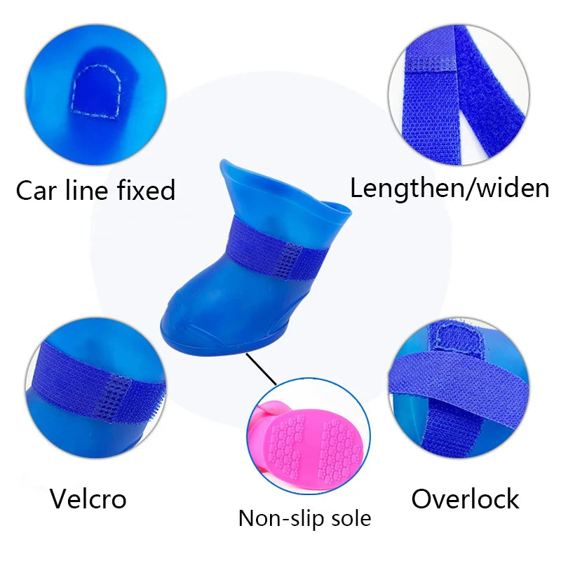 Pet 4Pcs Water Proof Rain Boots