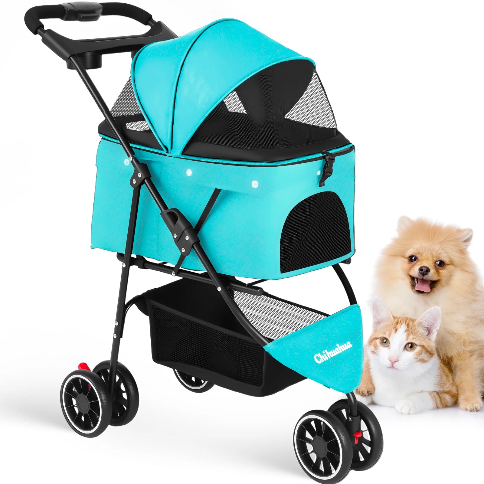 Pet Stroller For Small Medium Cats & Dogs