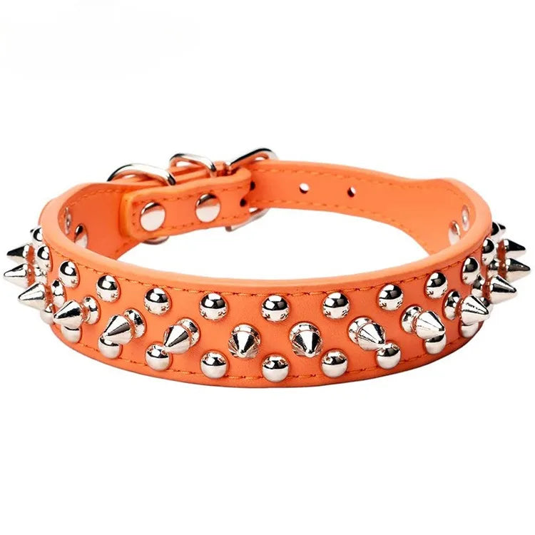 Pet Collar Leather Punk Rivet Spiked