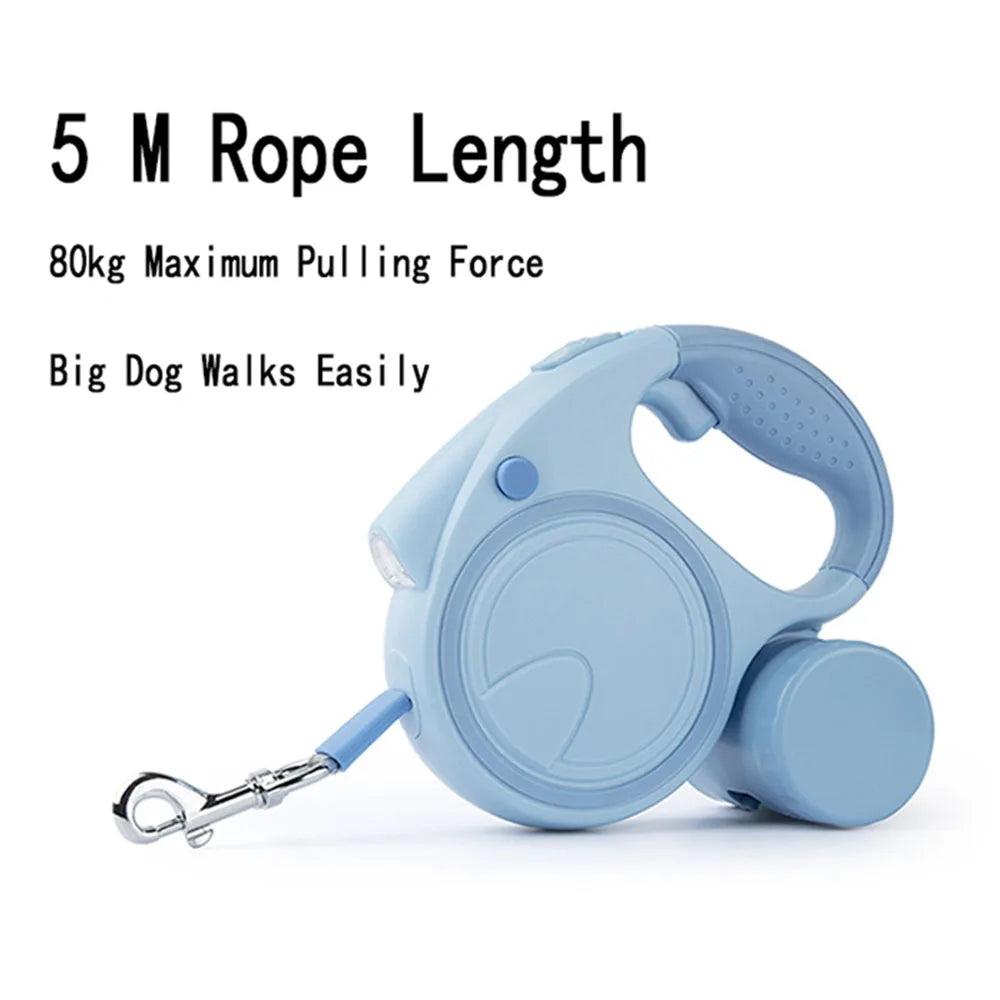 Pet Leash With Led Lights, Garbage Bag and Retractable Strap
