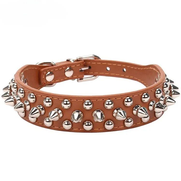 Pet Collar Leather Punk Rivet Spiked