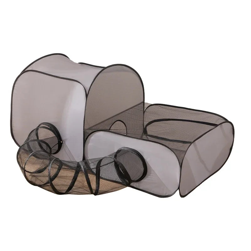 Foldable Square Pet Nest with Play Tunnel
