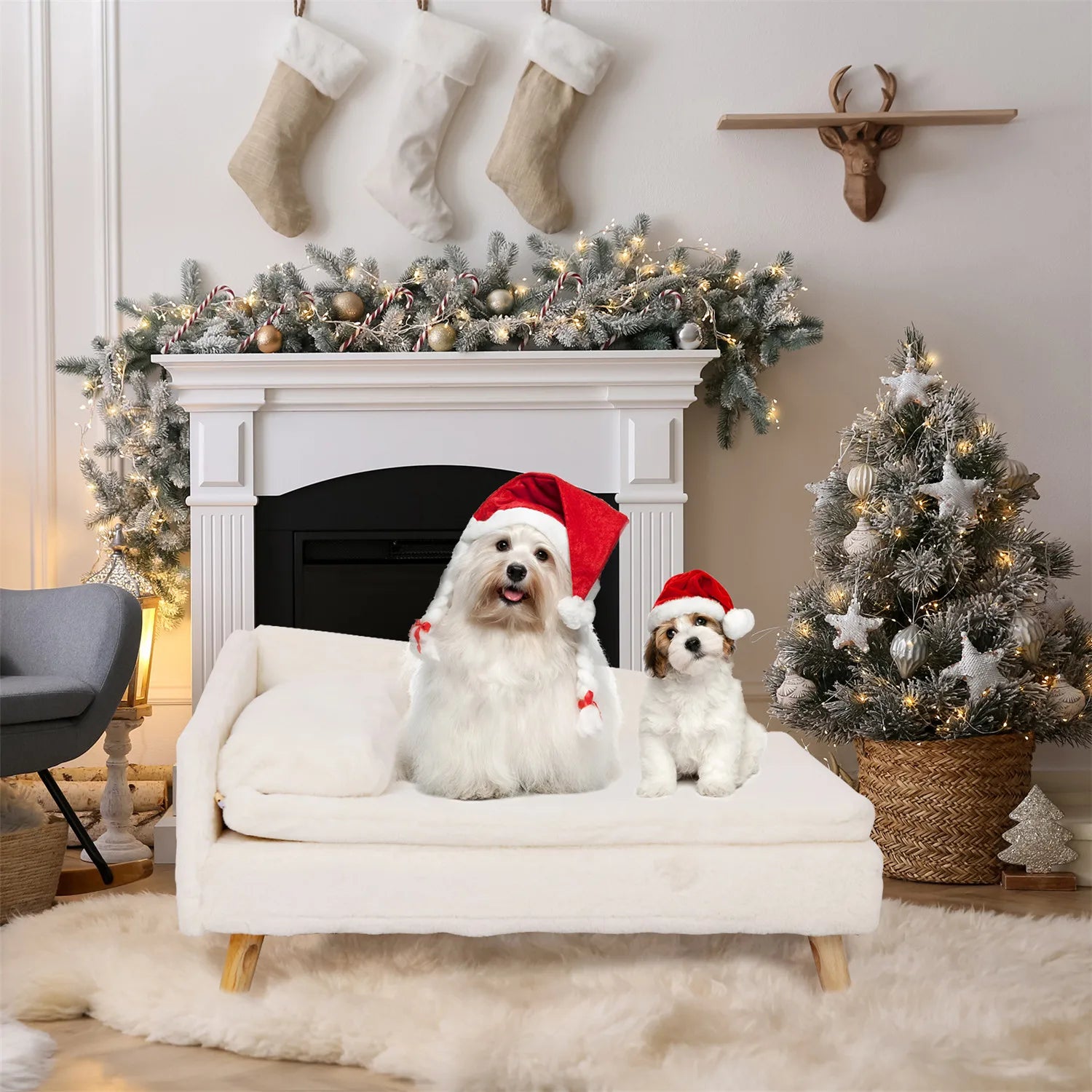 Waterproof Pet Sofa Bed with Sturdy Wood Legs