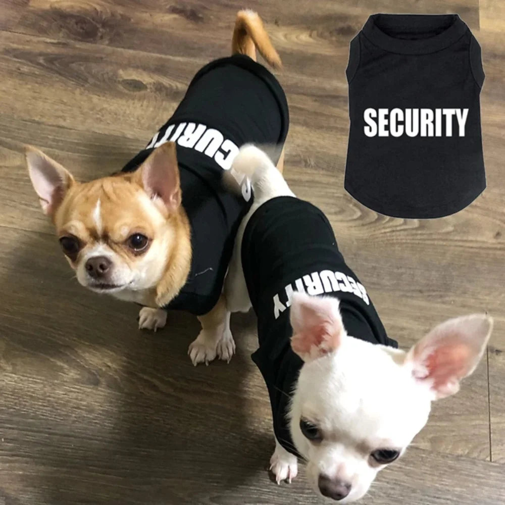 Pet T-shirt with the word Security on it