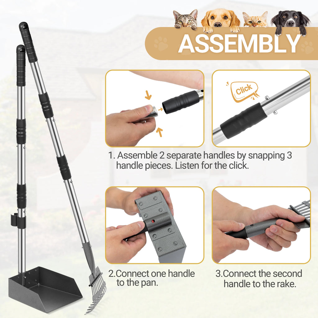 Pet Pooper Scooper, Tray and Rake Set