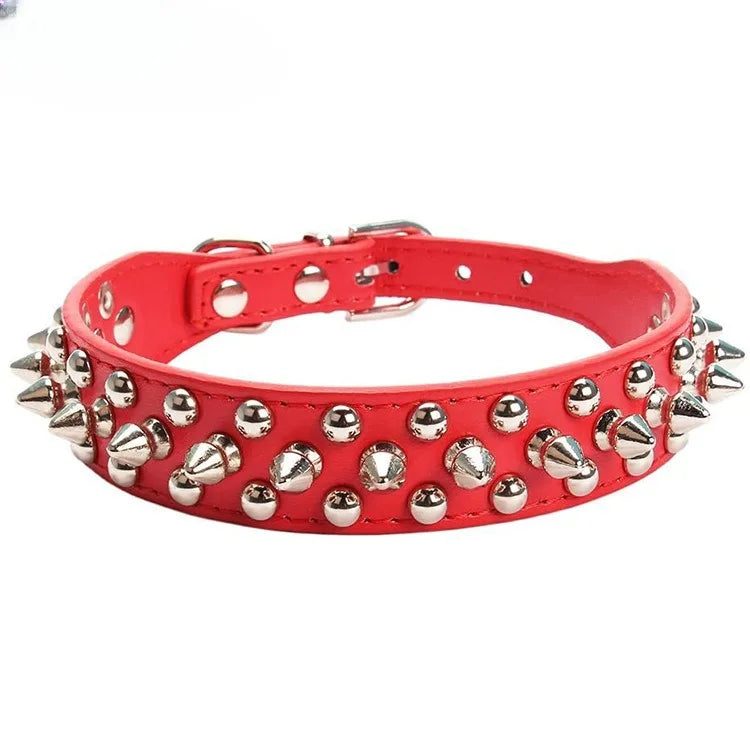 Pet Collar Leather Punk Rivet Spiked