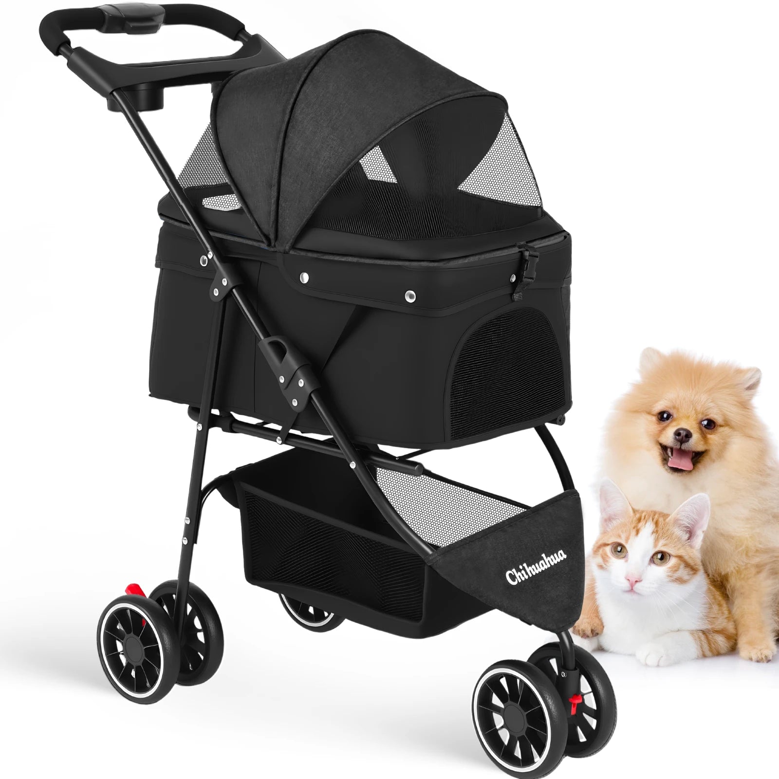 Pet Stroller For Small Medium Cats & Dogs