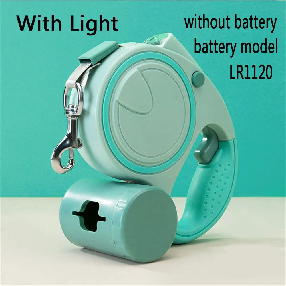 Pet Leash With Led Lights, Garbage Bag and Retractable Strap