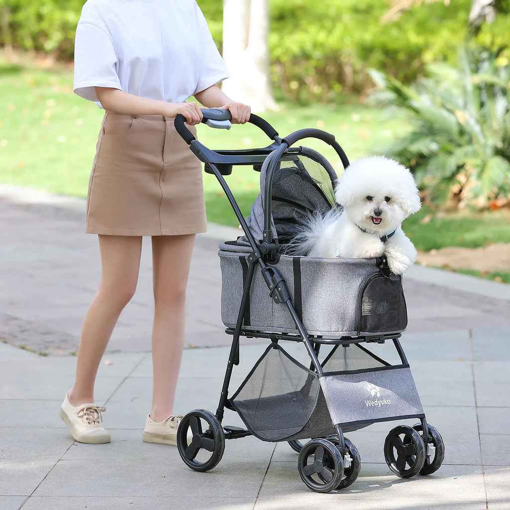 3 in 1 Foldable Pet Stroller with Removable Carrier
