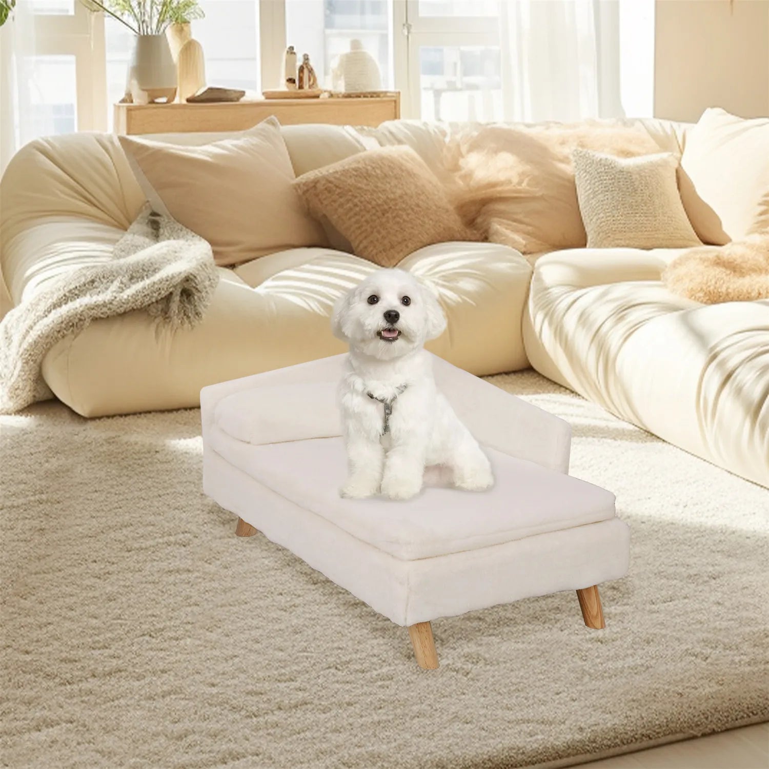 Waterproof Pet Sofa Bed with Sturdy Wood Legs
