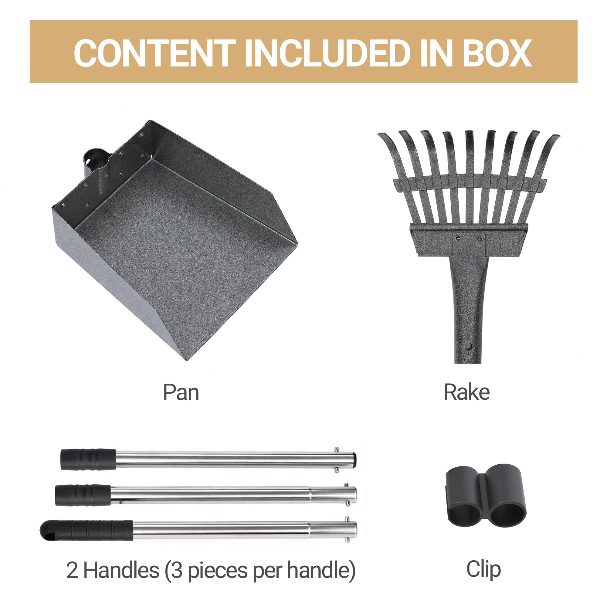 Pet Pooper Scooper, Tray and Rake Set