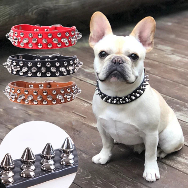 Pet Collar Leather Punk Rivet Spiked