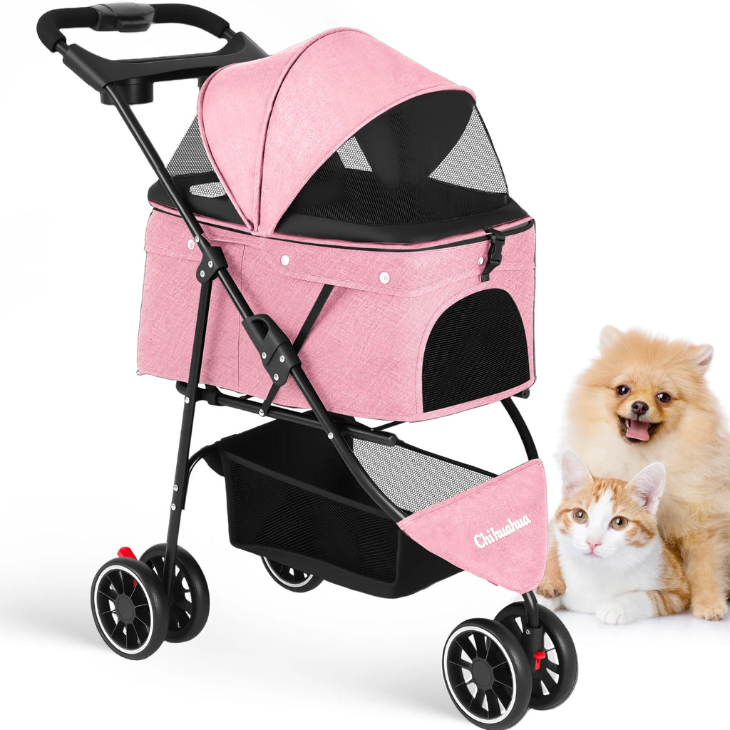 Pet Stroller For Small Medium Cats & Dogs