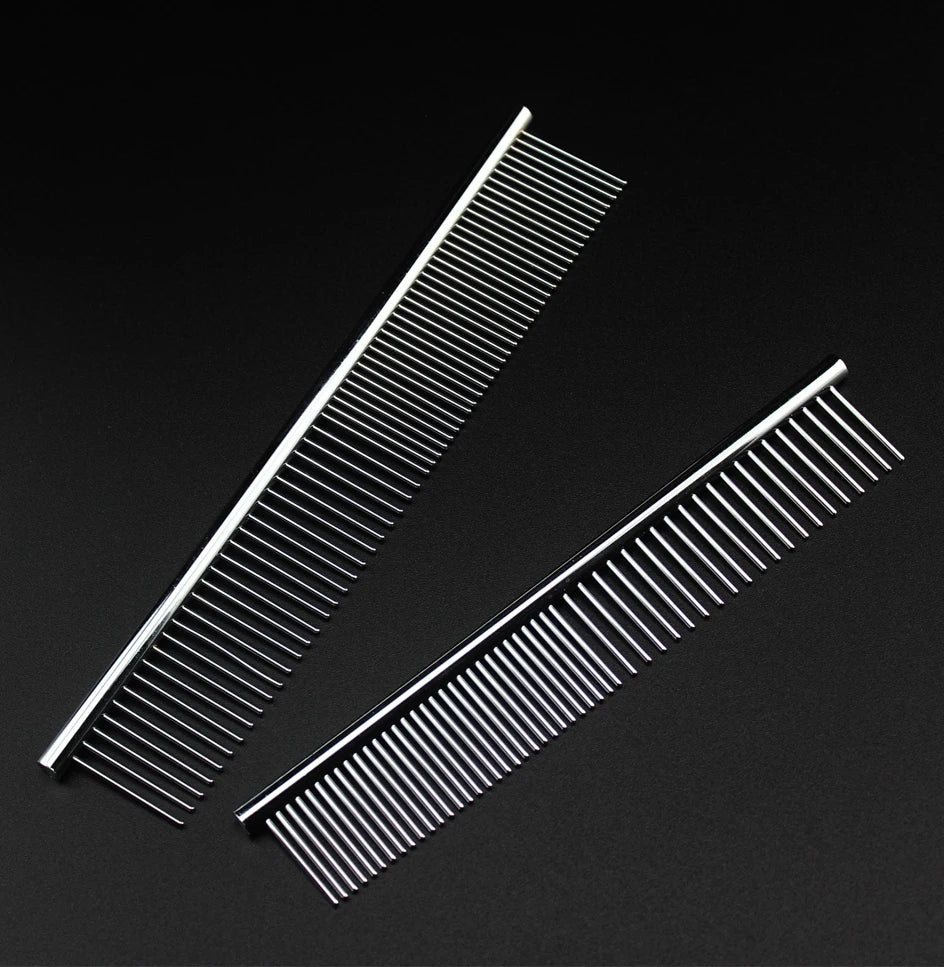 Stainless Steel Dog Comb Long Thick Hair Fur Removal Brush 16/19cm Pets Dog Cat Grooming Dematting Combs for Shaggy Dogs