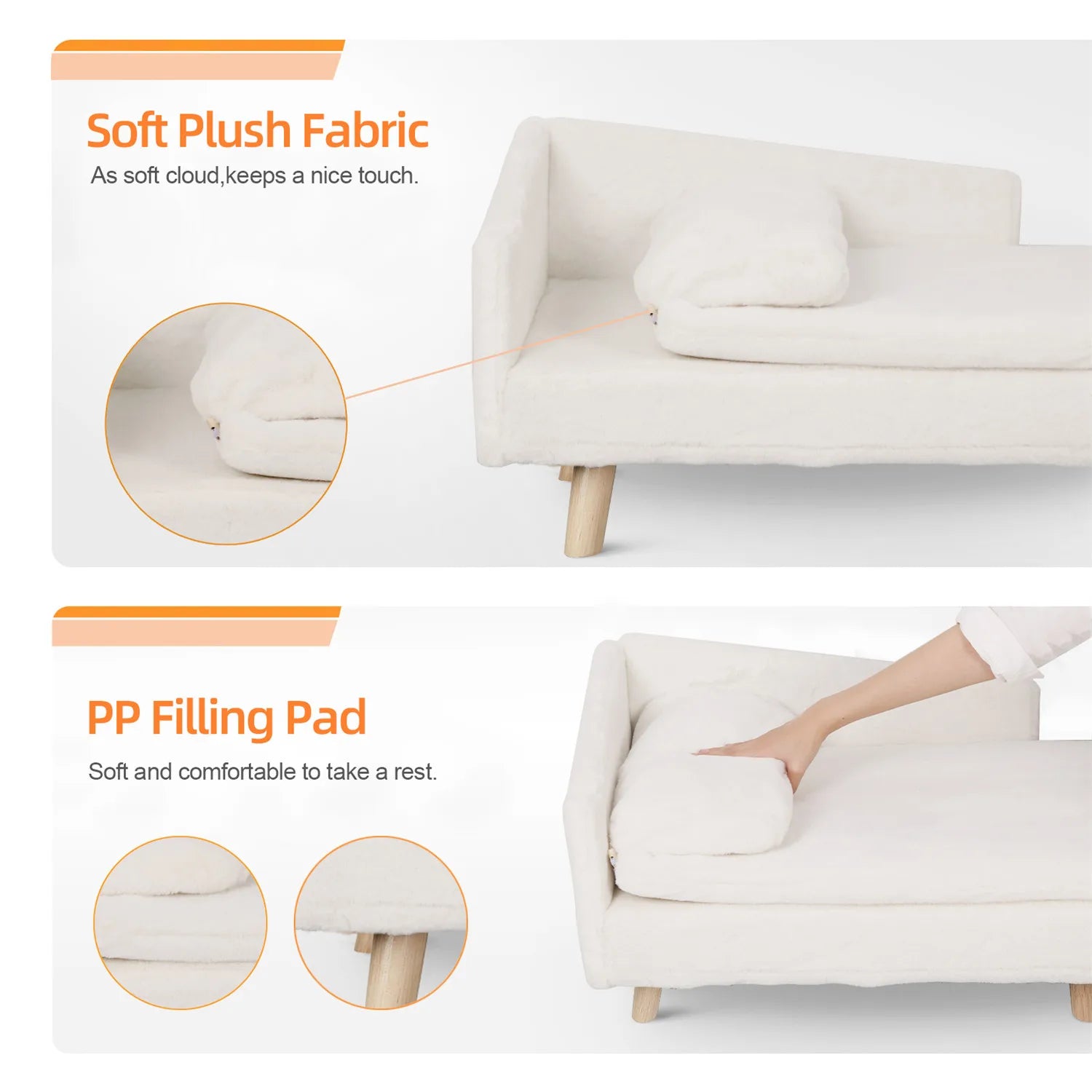 Waterproof Pet Sofa Bed with Sturdy Wood Legs