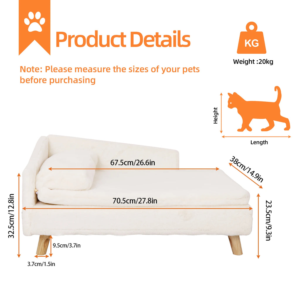 Waterproof Pet Sofa Bed with Sturdy Wood Legs