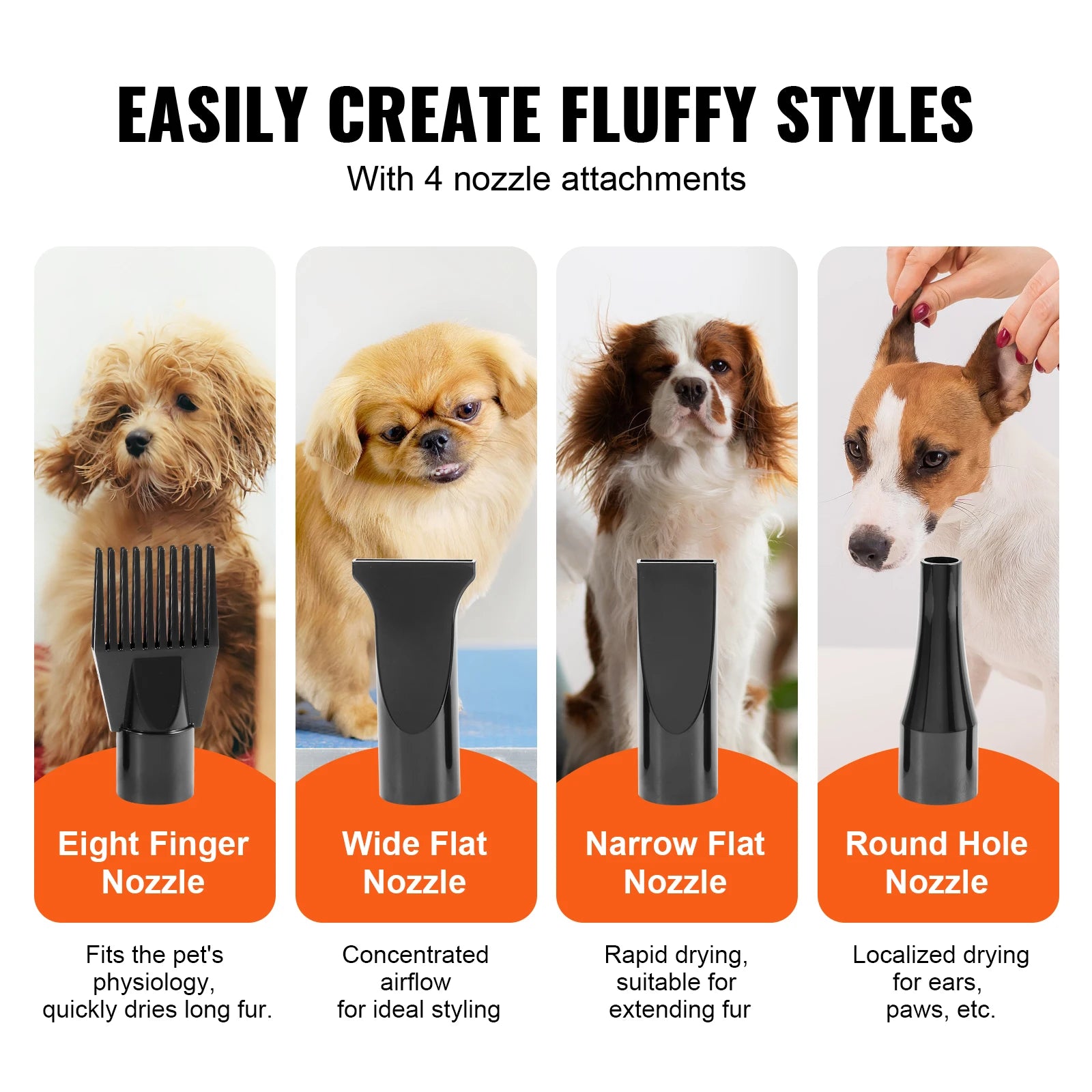 Pet Blow Dryer Grooming Adjustable Speed Temperature Control