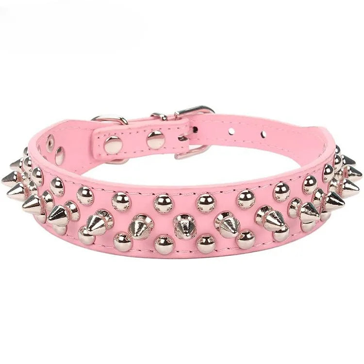 Pet Collar Leather Punk Rivet Spiked